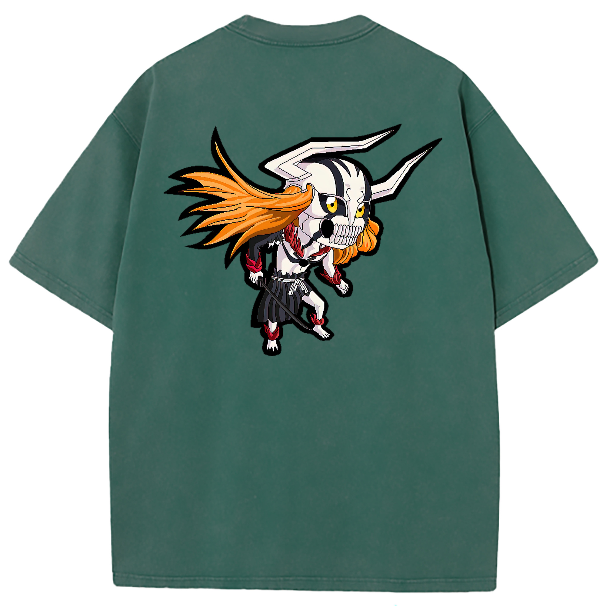 （画像用） ブリーチ 黒崎一護（くろさき いちご）BLEACH Kurosaki Ichigo 綿100% ヴィンテージ風 半袖Tシャツ（背面プリント）